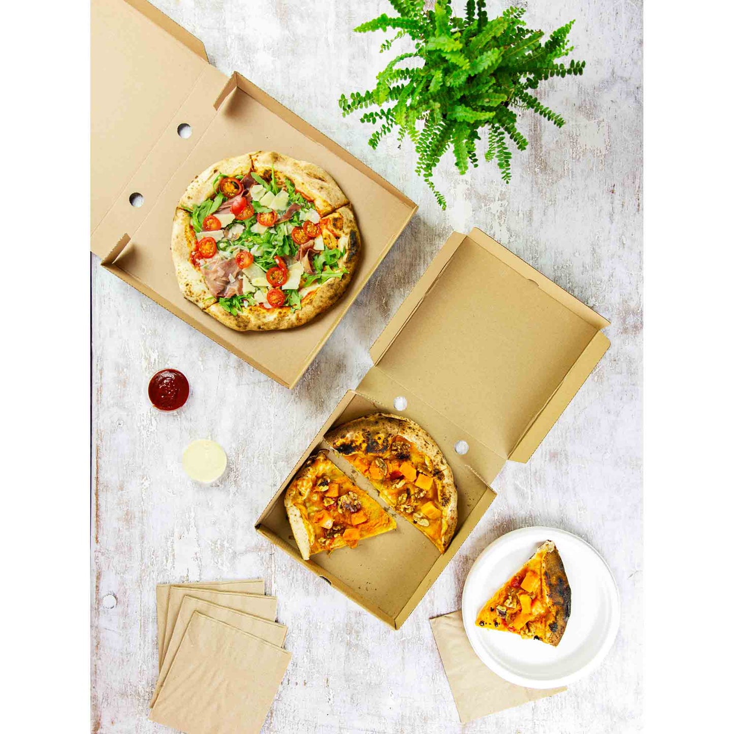 Vegware Compostable 9in Brown Kraft Pizza Box - Case of 100