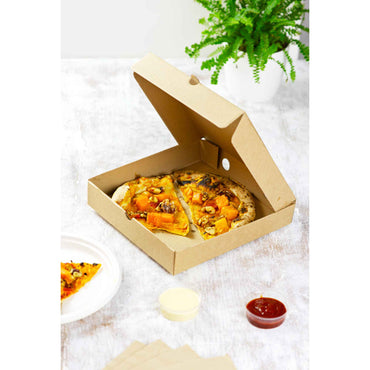Vegware Compostable 9in Brown Kraft Pizza Box - Case of 100
