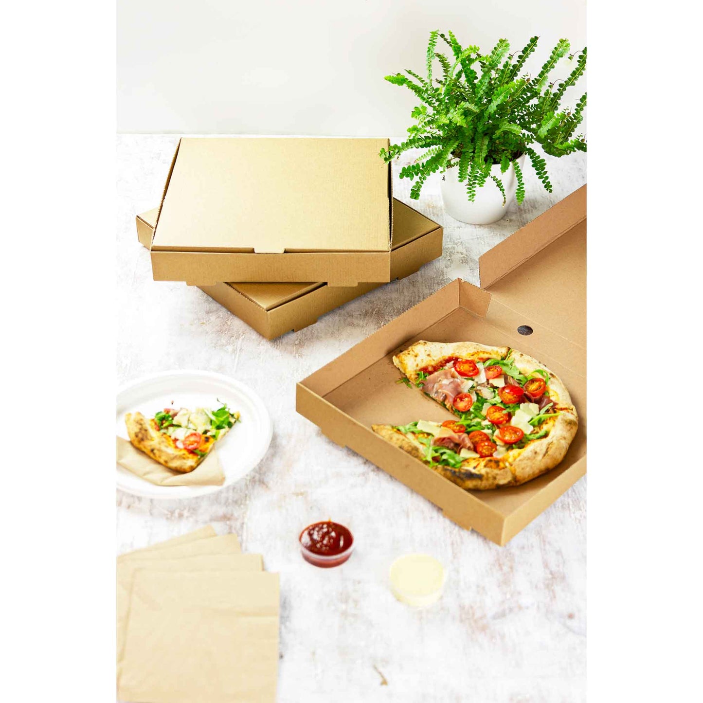 Vegware Compostable 12in Brown Kraft Pizza Box - Case of 100