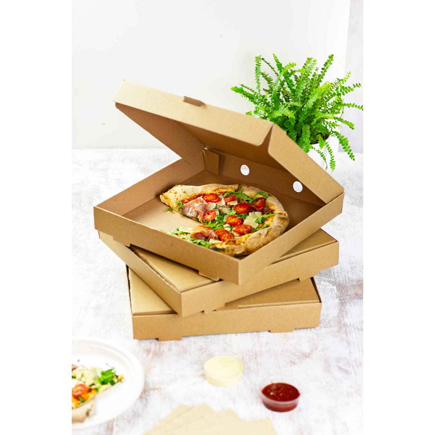 Vegware Compostable 12in Brown Kraft Pizza Box - Case of 100