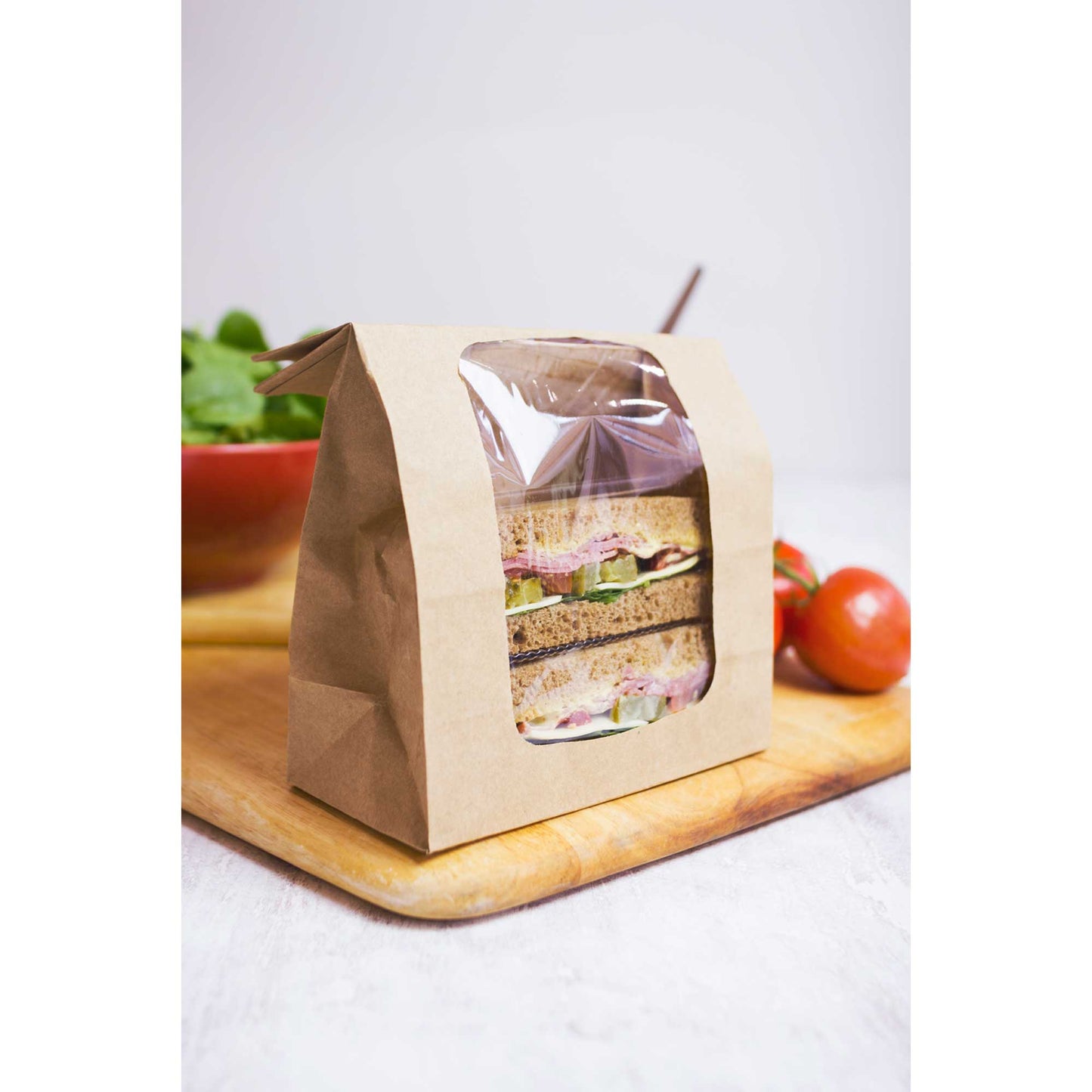 NatureFlex Compostable 6 x 3 x 9in Kraft Window Bloomer Bag - Case of 250