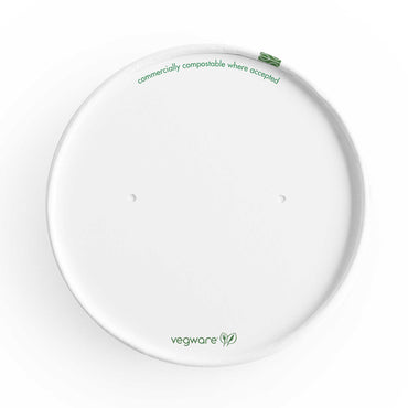 Vegware Compostable 90-Series Flat Paper Hot Lid - Case of 1000