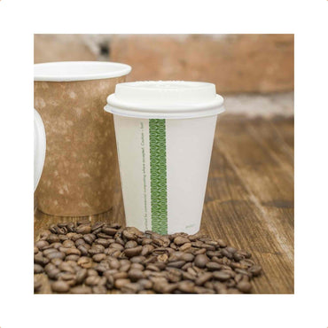 Vegware 8oz White Compostable Single Wall Hot Cups - Case of 1000