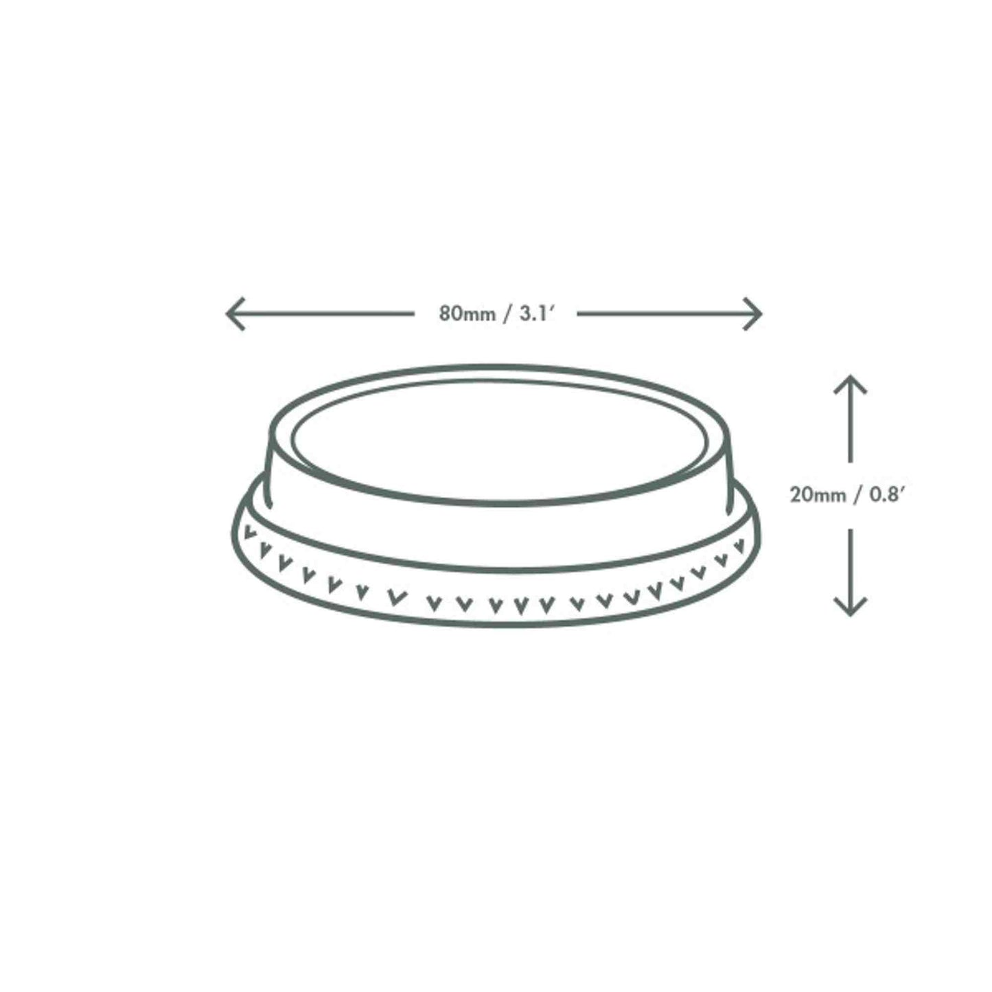 Vegware Plant-Based 76-Series PLA Flat Lid, No Hole - Case of 1000