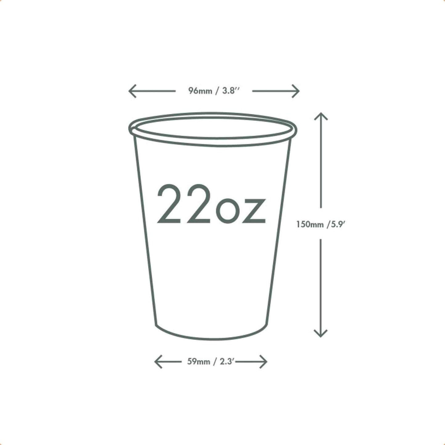 Vegware Plant-Based 22oz Paper Cold Cup, 96-Series - Case of 1000