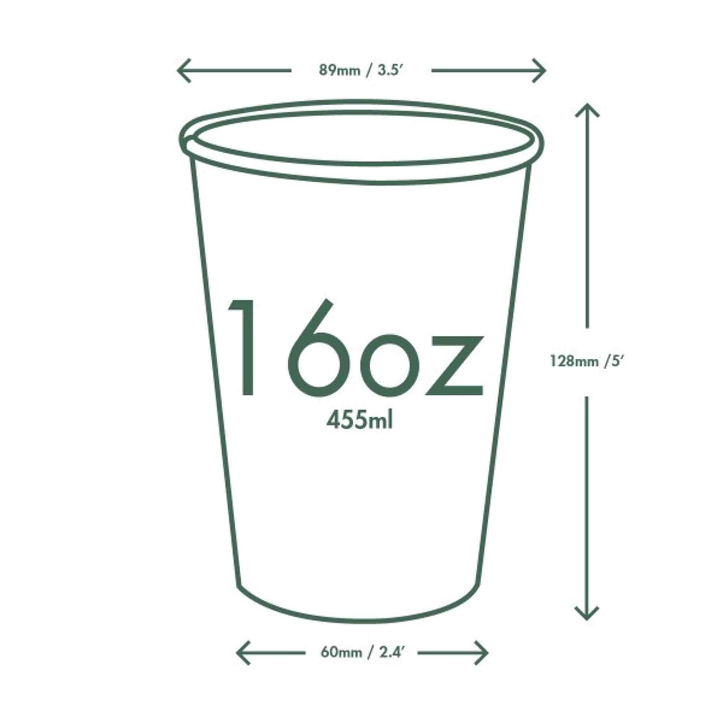 Vegware 16oz Kraft Compostable Single Wall Hot Cups - Case of 1000