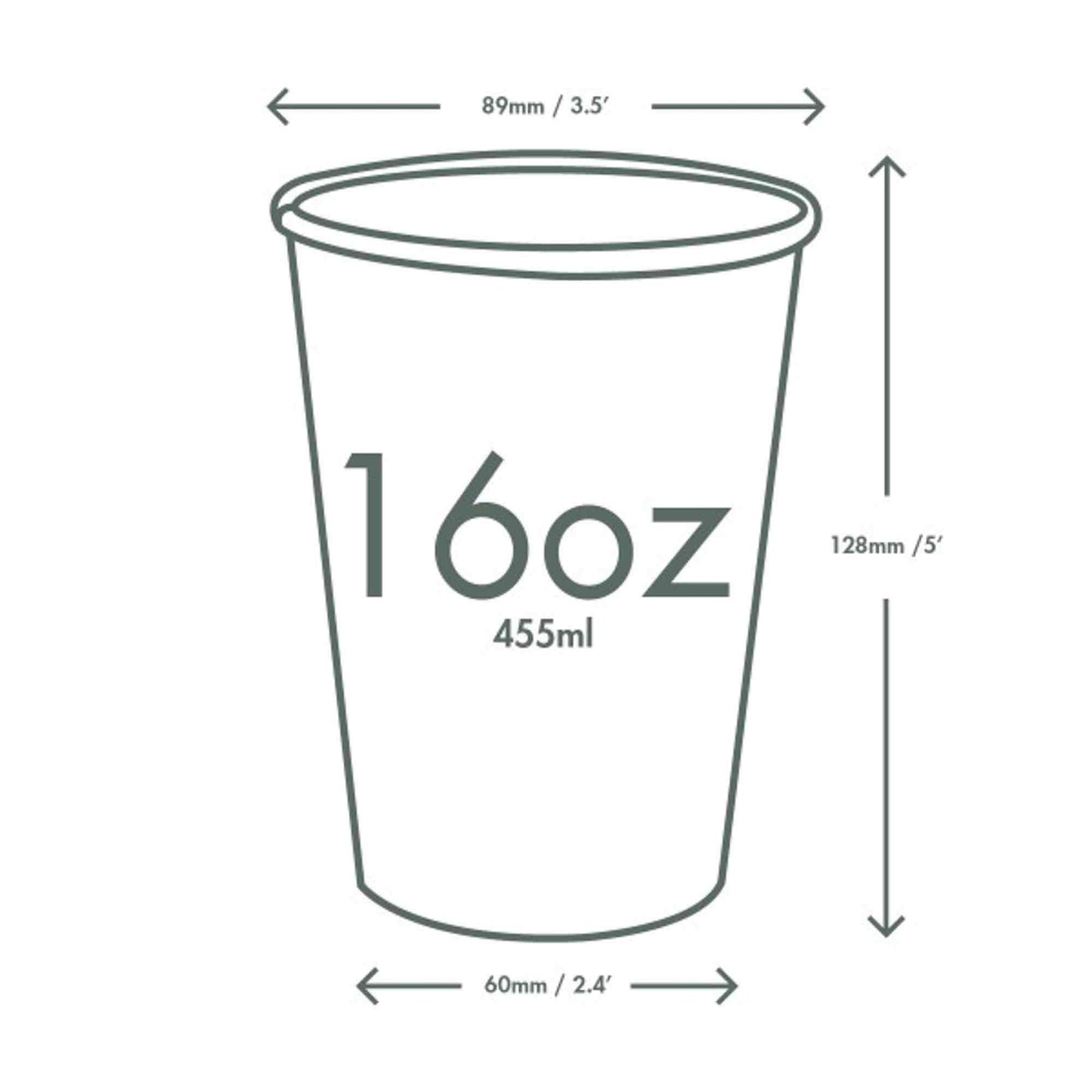 Vegware 16oz White Compostable Single Wall Hot Cups - Green Tree - Case of 1000