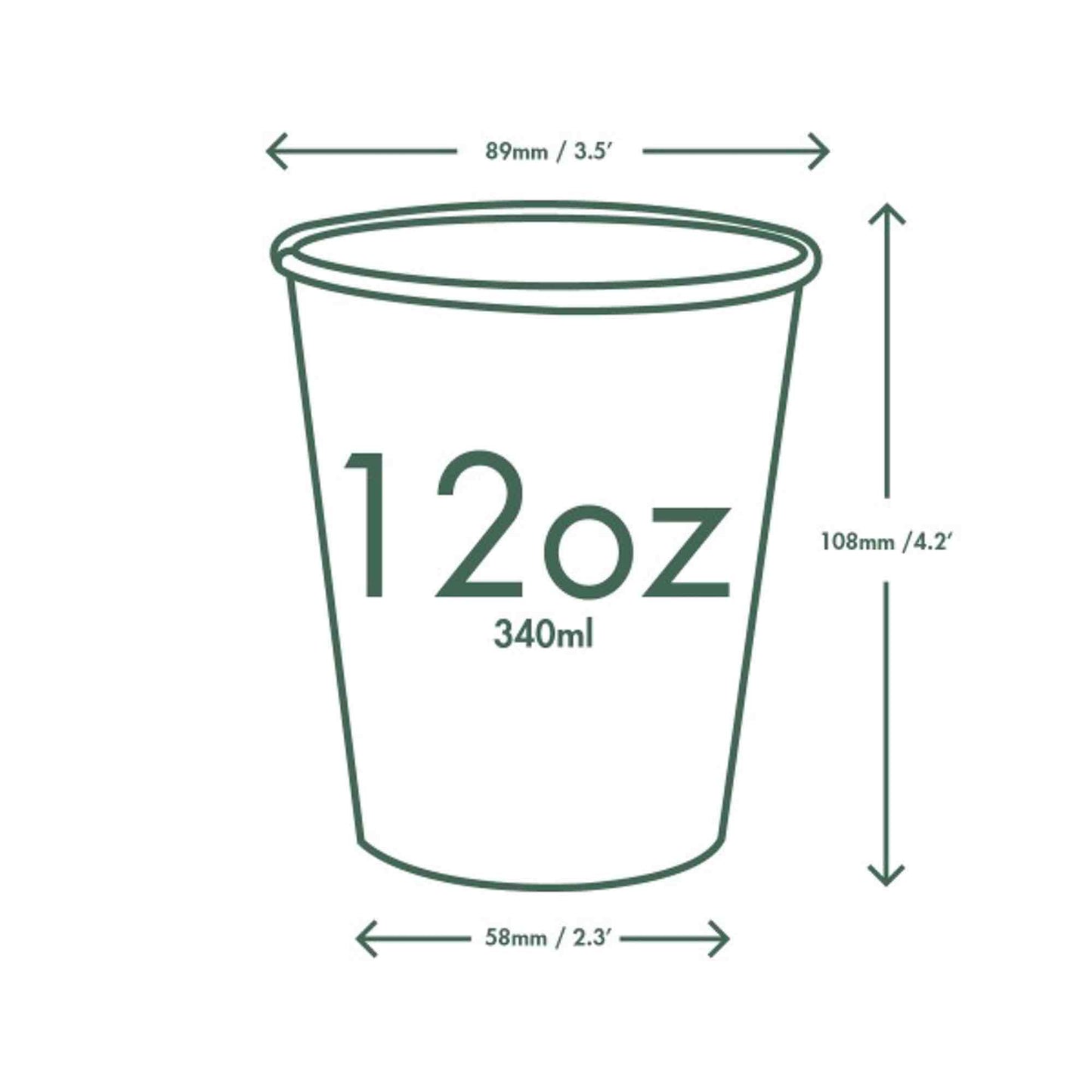 Vegware 12oz White Compostable Single Wall Hot Cups - Case of 1000