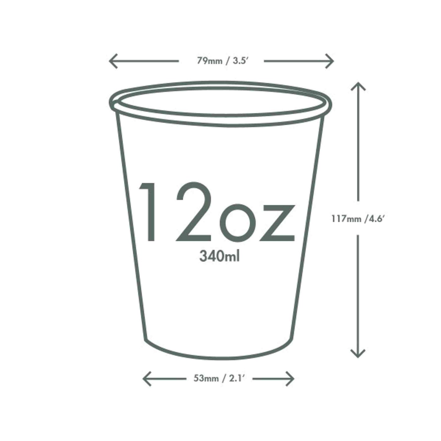 Vegware 12oz Slim White Compostable Single Wall Hot Cups - Case of 1000