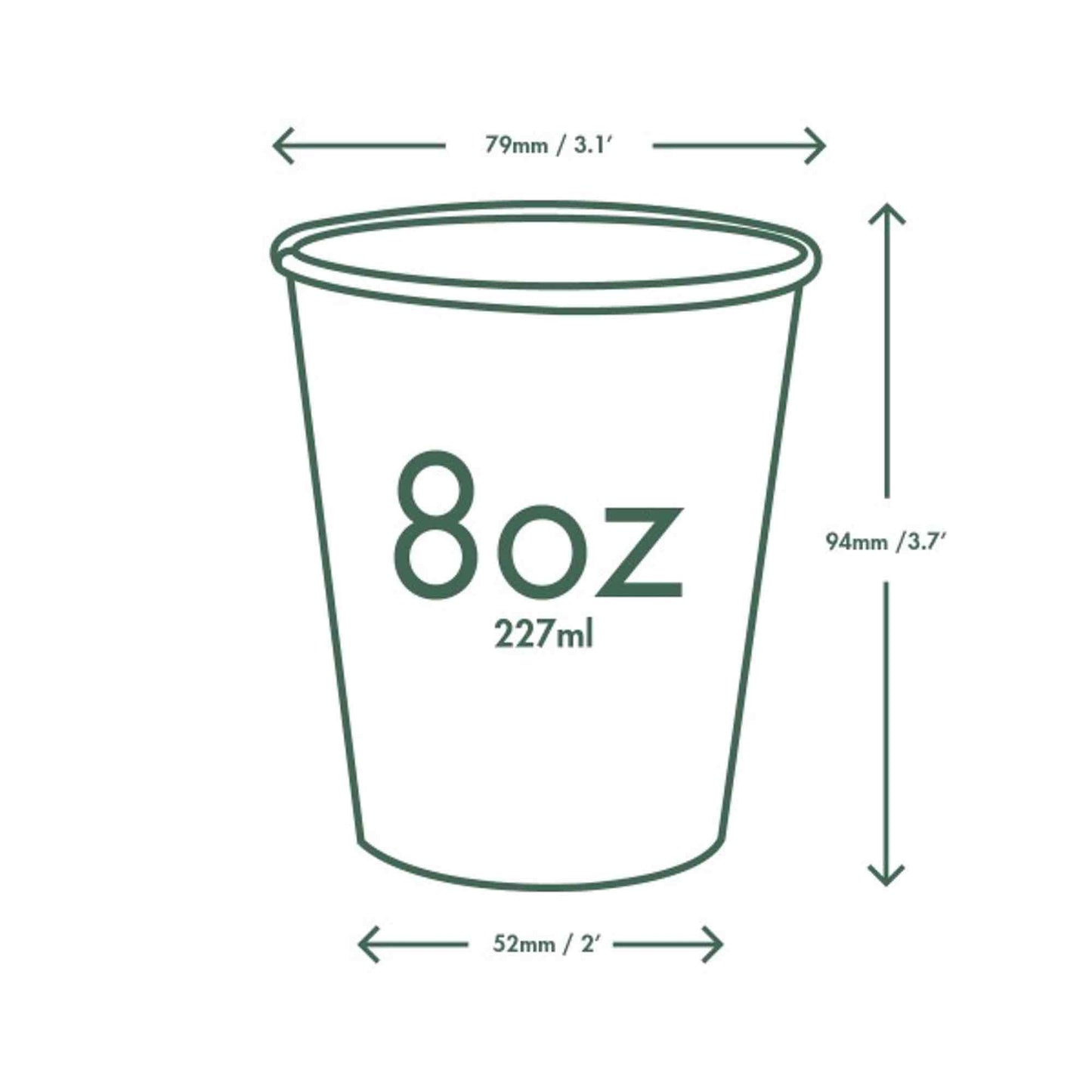 Vegware 8oz White Compostable Single Wall Hot Cups - Case of 1000