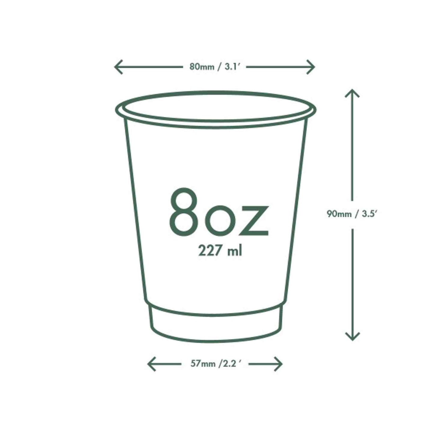 Vegware 8oz Eco Compostable Double Wall Kraft Hot Coffee Cups - Case of 500
