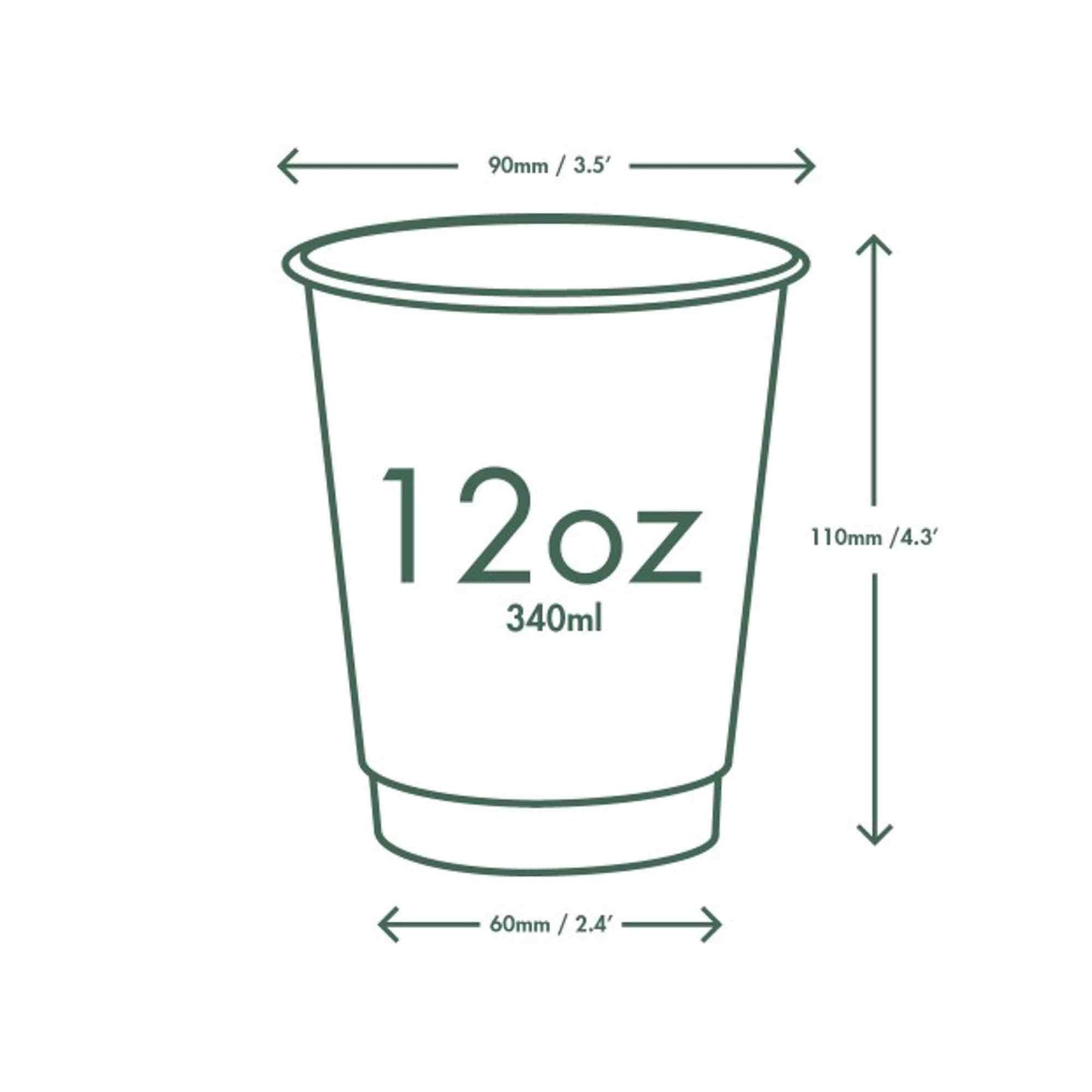 Vegware 12oz Eco Compostable Double Wall Kraft Hot Coffee Cups - Case of 500