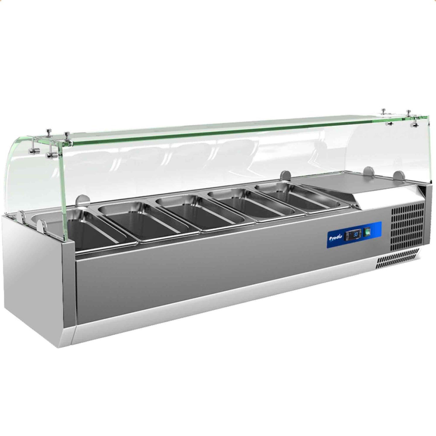 Prodis EC-T15G 1500mm 6 x 1/3GN Topping Unit With Curved Glass Top