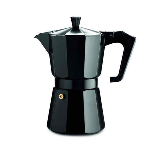 Pezzetti Italexpress Aluminium Stove Top Moka Pot - 6 Cup - Black Enamel