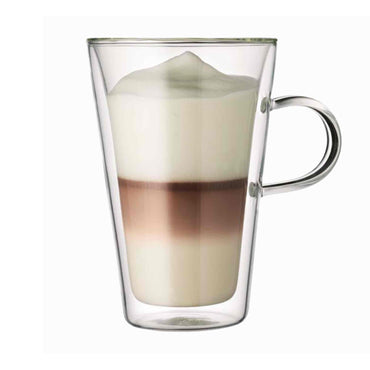 Bodum Canteen Glass Coffee Cup With Handle - 0.4l / 13.5oz - Pack of 2