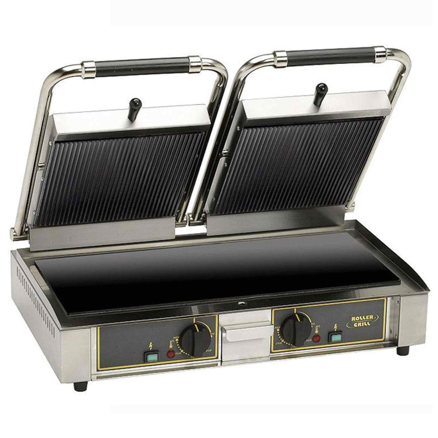 Roller Grill Twin Vitro Ceramic Contact Grill Flat Base & Rib Top - Majestic VC L - 620mm