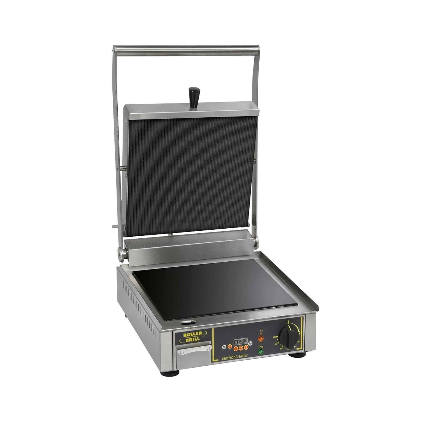 Roller Grill Single Vitro Ceramic Contact Grill Flat Base & Rib Top - Premium VC L - 390mm