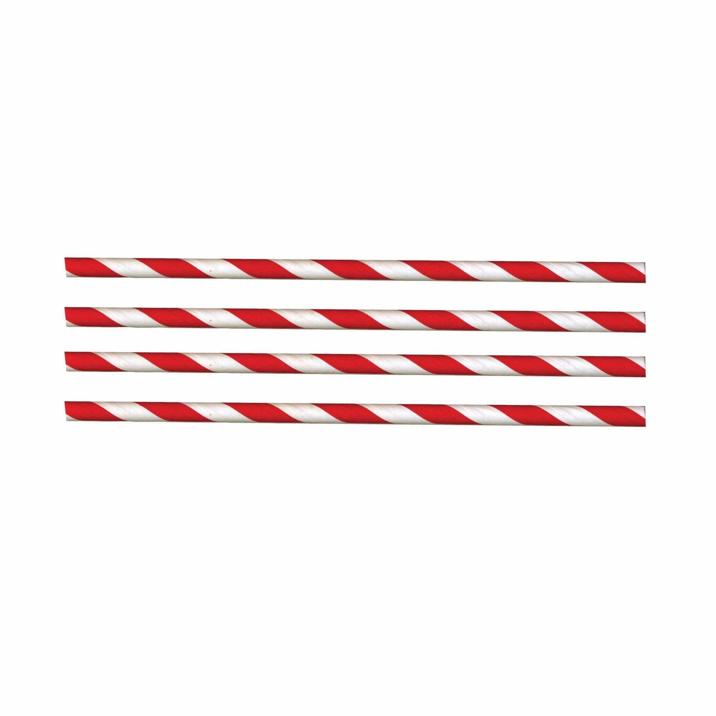 Sustainable Red & White Paper Straws 210mm x 6mm - Pack of 250