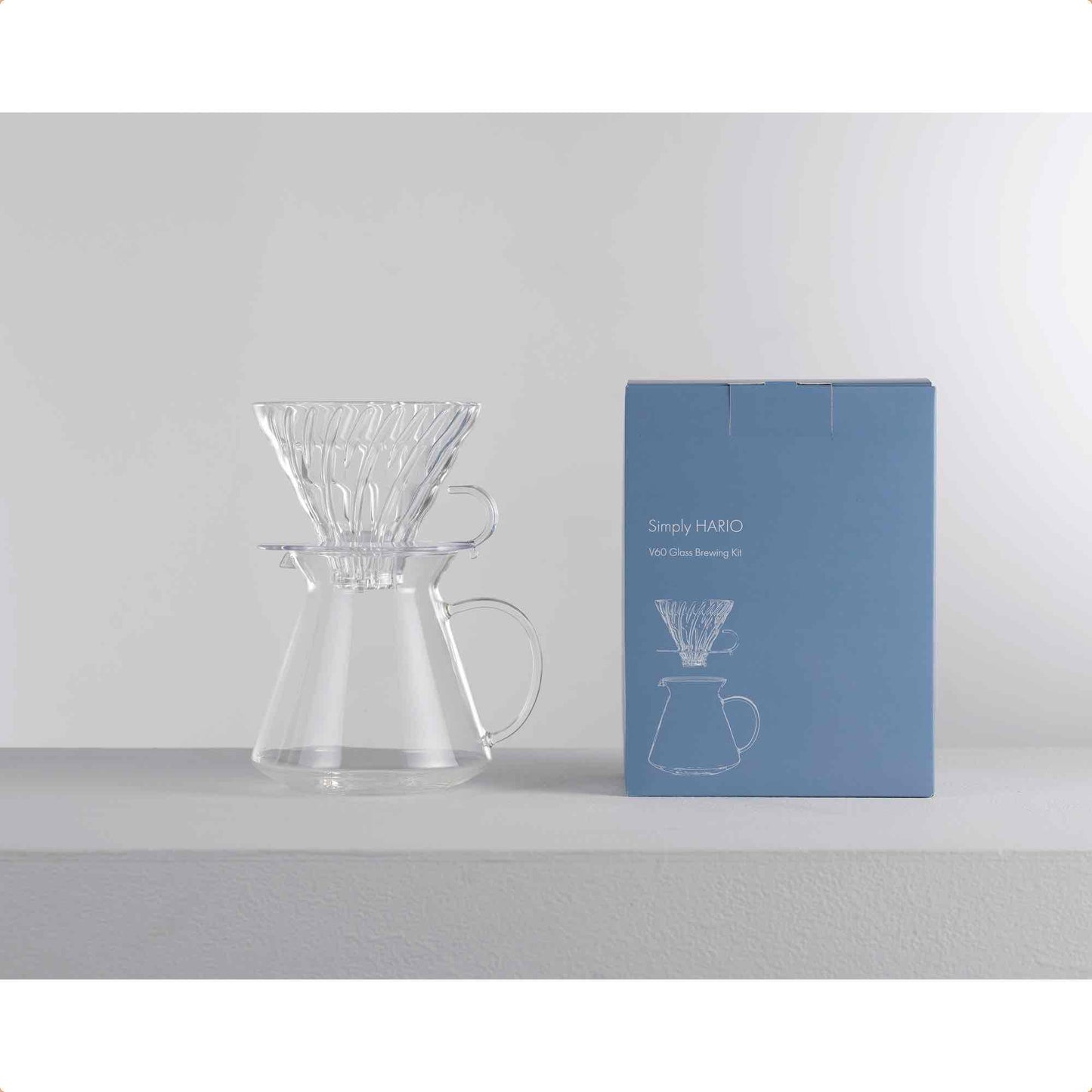 Simply Hario V60 Glass Starter 02 Pour Over Brewing Kit - 4 Cup