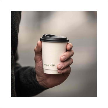 Vegware 8oz Eco Compostable Double Wall White Hot Coffee Cups - Case of 500