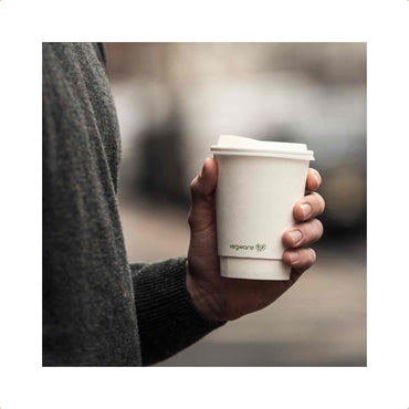Vegware 12oz Eco Compostable Double Wall White Hot Coffee Cups - Case of 500