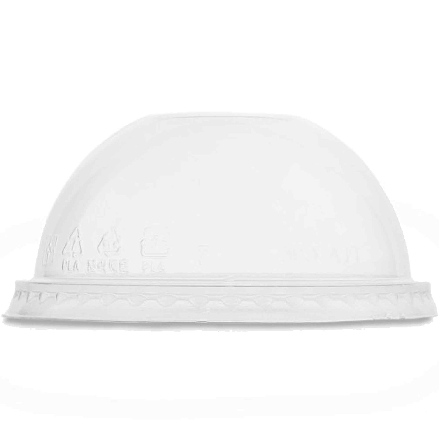 Vegware Plant-Based 96-Series PLA Dome Lid, No Hole - Case of 1000