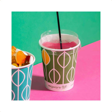 Vegware Plant-Based 76-Series PLA Flat Lid, Straw Slot - Case of 1000