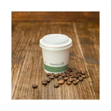 Vegware 4oz Compostable CPLA White Coffee Cup Lids - Case of 2000 - 62 Series