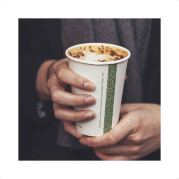 Vegware 12oz White Compostable Single Wall Hot Cups - Case of 1000