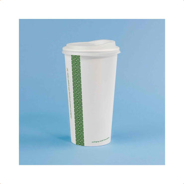 Vegware 20oz White Compostable Single Wall Hot Cups - Case of 1000