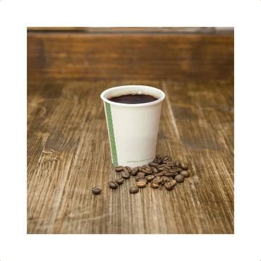 Vegware Slim 6oz White Compostable Single Wall Hot Cups - Case of 1000