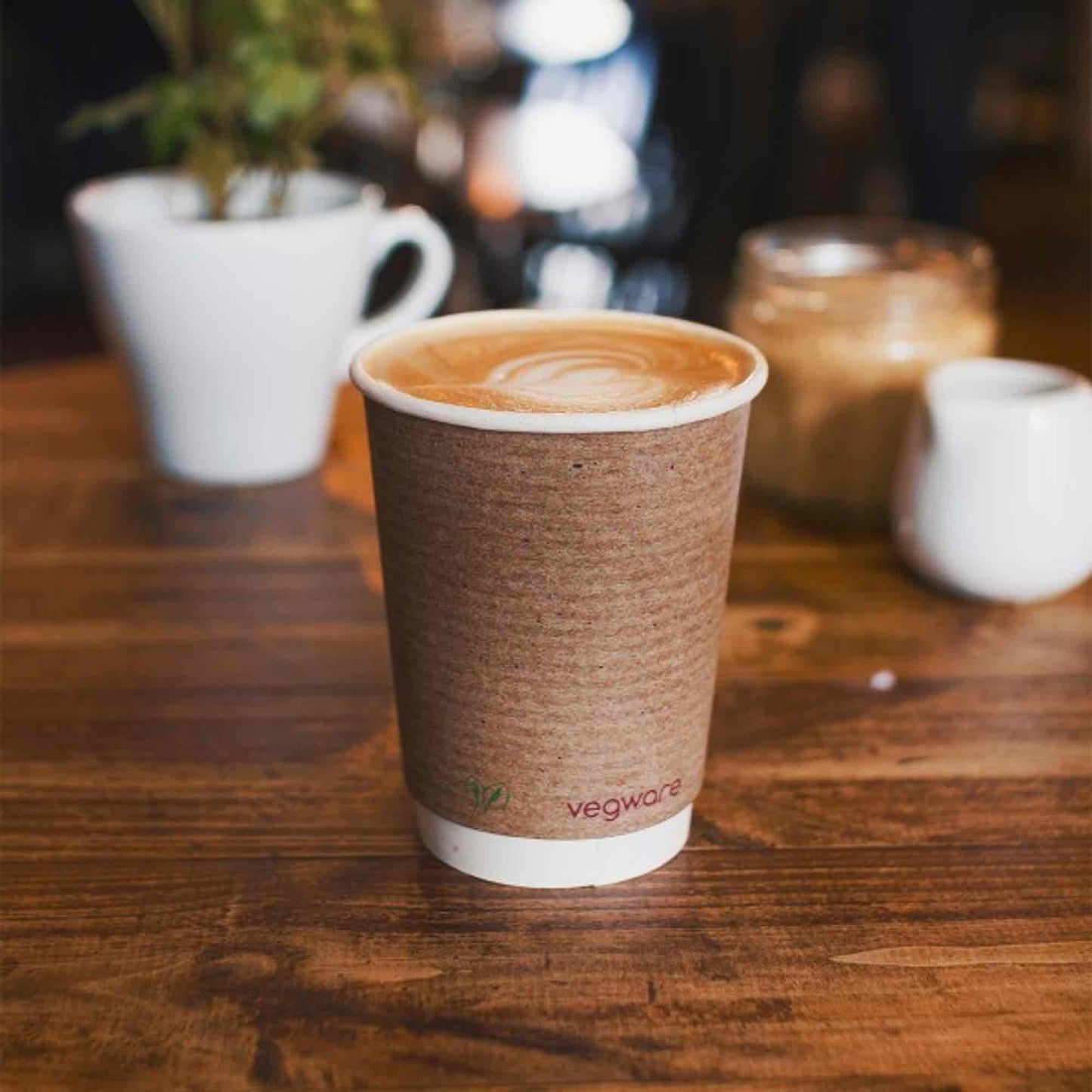 Vegware 12oz Eco Compostable Double Wall Kraft Hot Coffee Cups - Case of 500