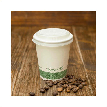 Vegware 6oz Compostable CPLA White Hot Coffee Cup Lids - Case of 1000 - 72-Series