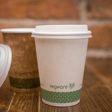 Vegware 8oz Eco Compostable CPLA White Hot Coffee Cup Lids - Case of 1000 - 79 Series