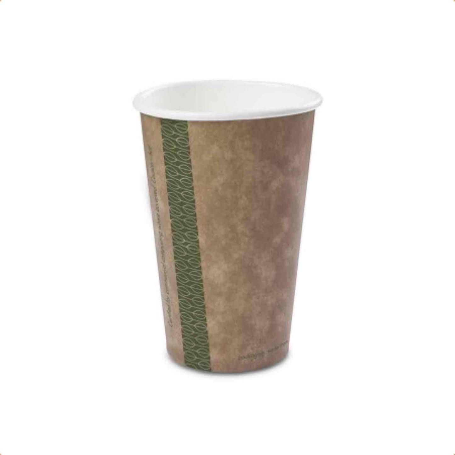 Vegware 16oz Kraft Compostable Single Wall Hot Cups - Case of 1000