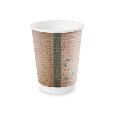 Vegware 12oz Eco Compostable Double Wall Kraft Hot Coffee Cups - Case of 500