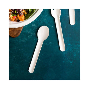 Vegware 6.2in Compostable Paper Spoon - White - Case of 1000