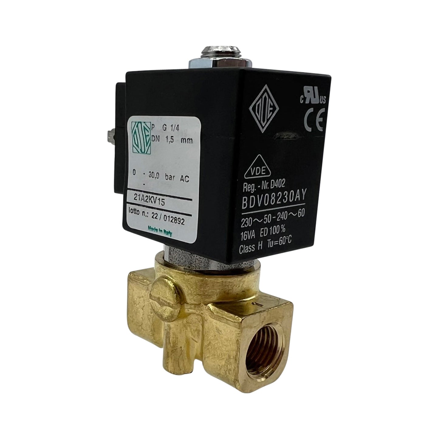 ODE 2-Way Solenoid Valve 230V 1/4 9W – Simonelli