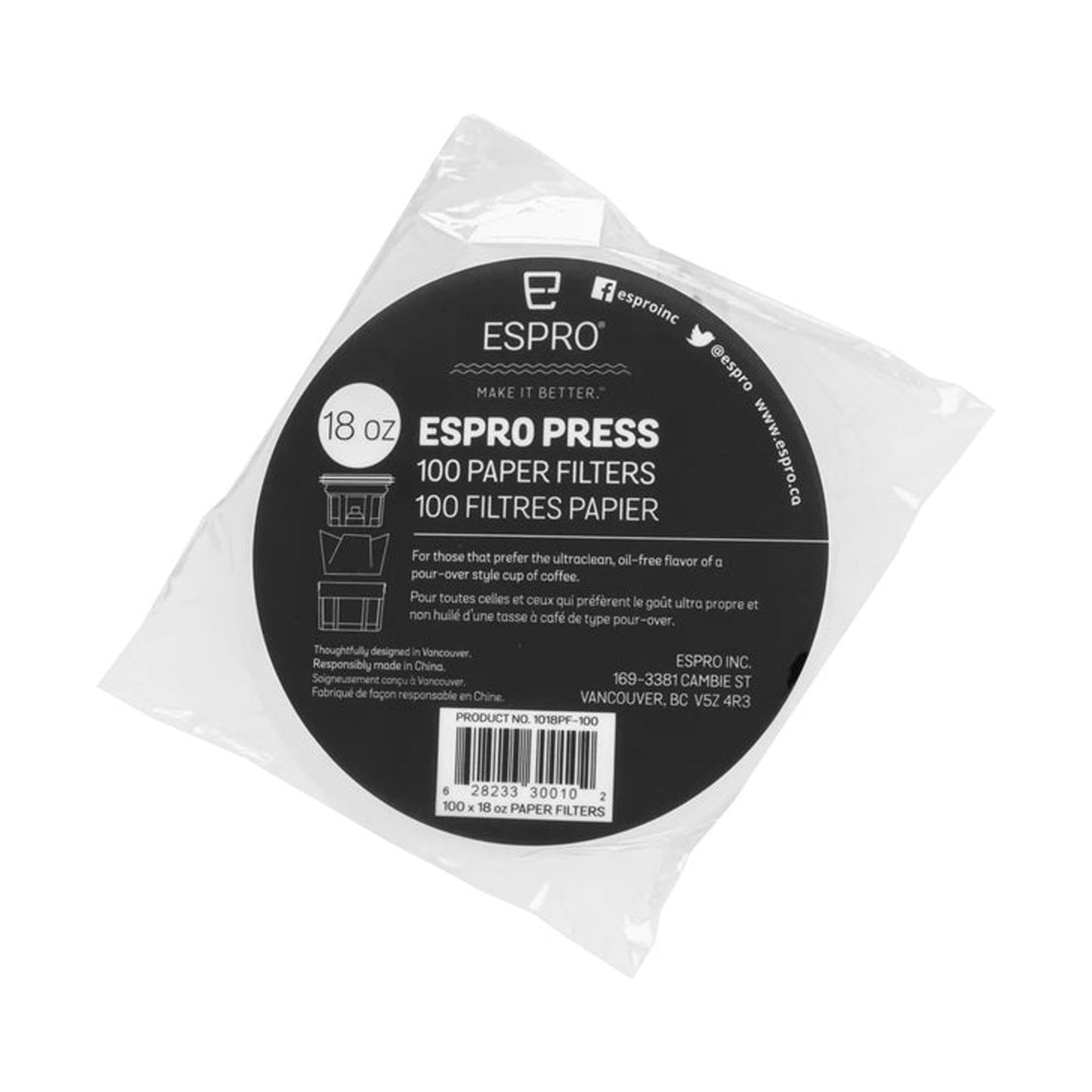 ESPRO Coffee Paper Filters for French Press
