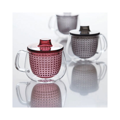 Kinto UNITEA Unimug 350ml Heat-Resistant Glass Mug with Lid and Strainer