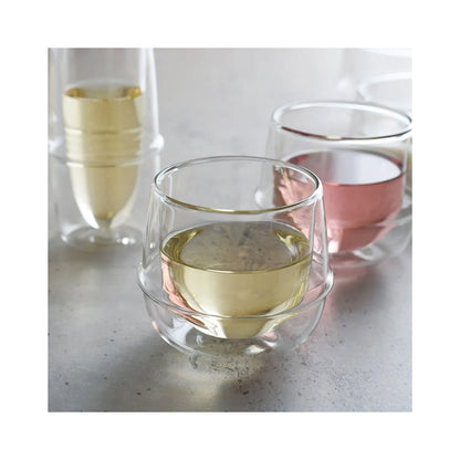 Kinto KRONOS Double Wall Wine Glass 250ml - Insulated Glass with Floating Effect