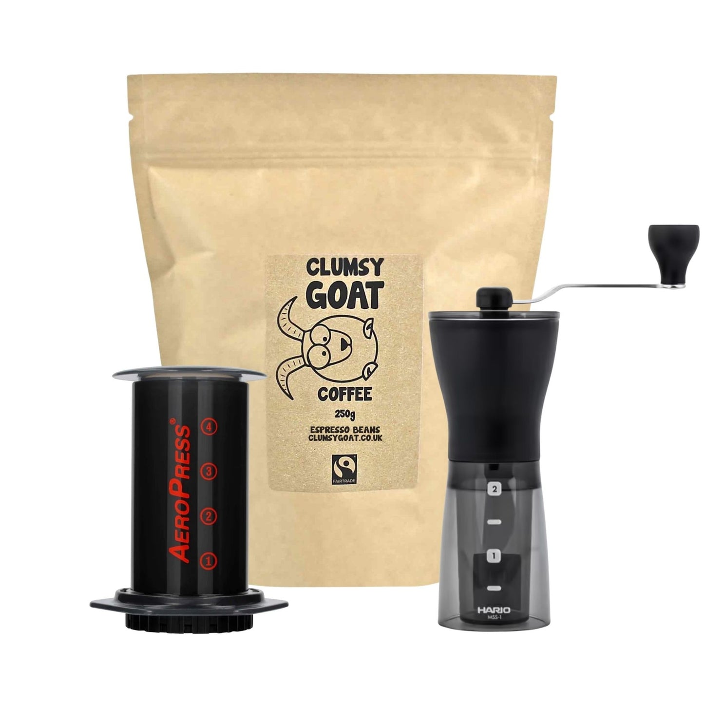 AeroPress Brew Kit - Aeropress, Grinder & Coffee