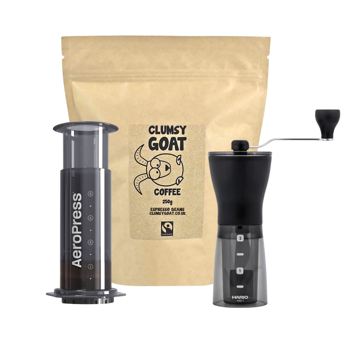AeroPress Brew Kit - Aeropress, Grinder & Coffee