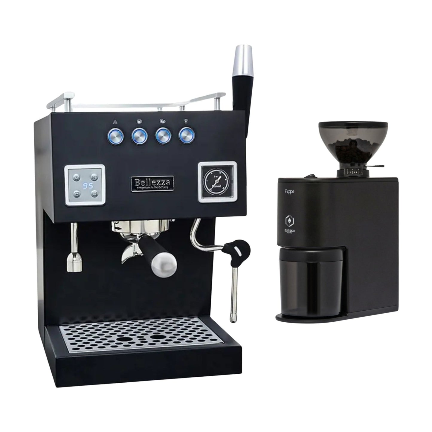 Bellezza Bellona Dual Boiler Espresso Machine & Eureka Peppe Grinder Bundle