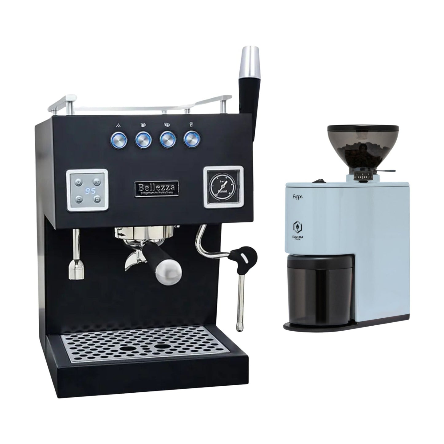 Bellezza Bellona Dual Boiler Espresso Machine & Eureka Peppe Grinder Bundle