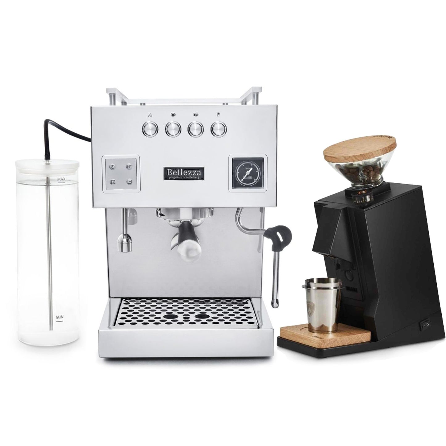 Bellezza Bellona Dual Boiler Espresso Machine & Eureka Oro Mignon Single Dose Grinder Bundle
