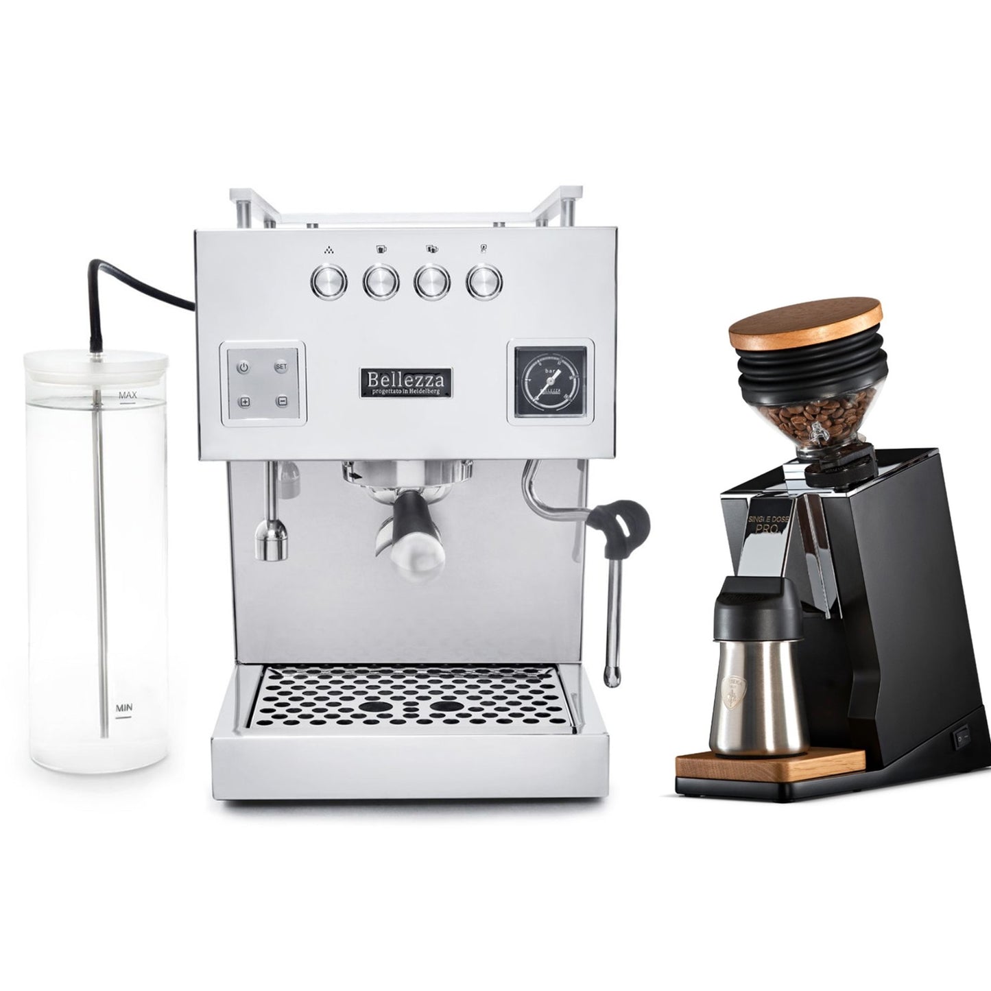 Bellezza Bellona Dual Boiler Espresso Machine & Eureka Oro Mignon Single Dose Pro Grinder Bundle