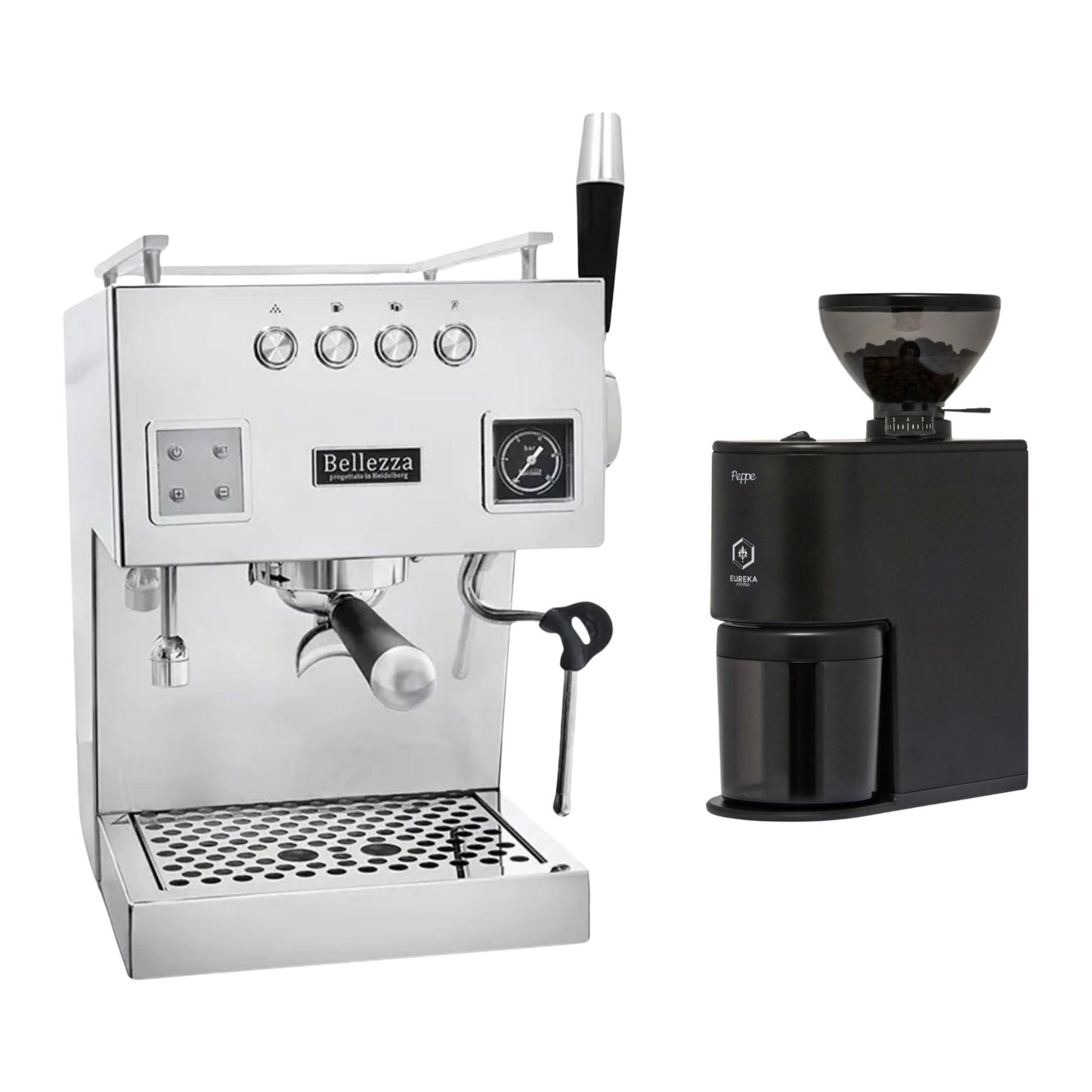 Bellezza Bellona Dual Boiler Espresso Machine & Eureka Peppe Grinder Bundle