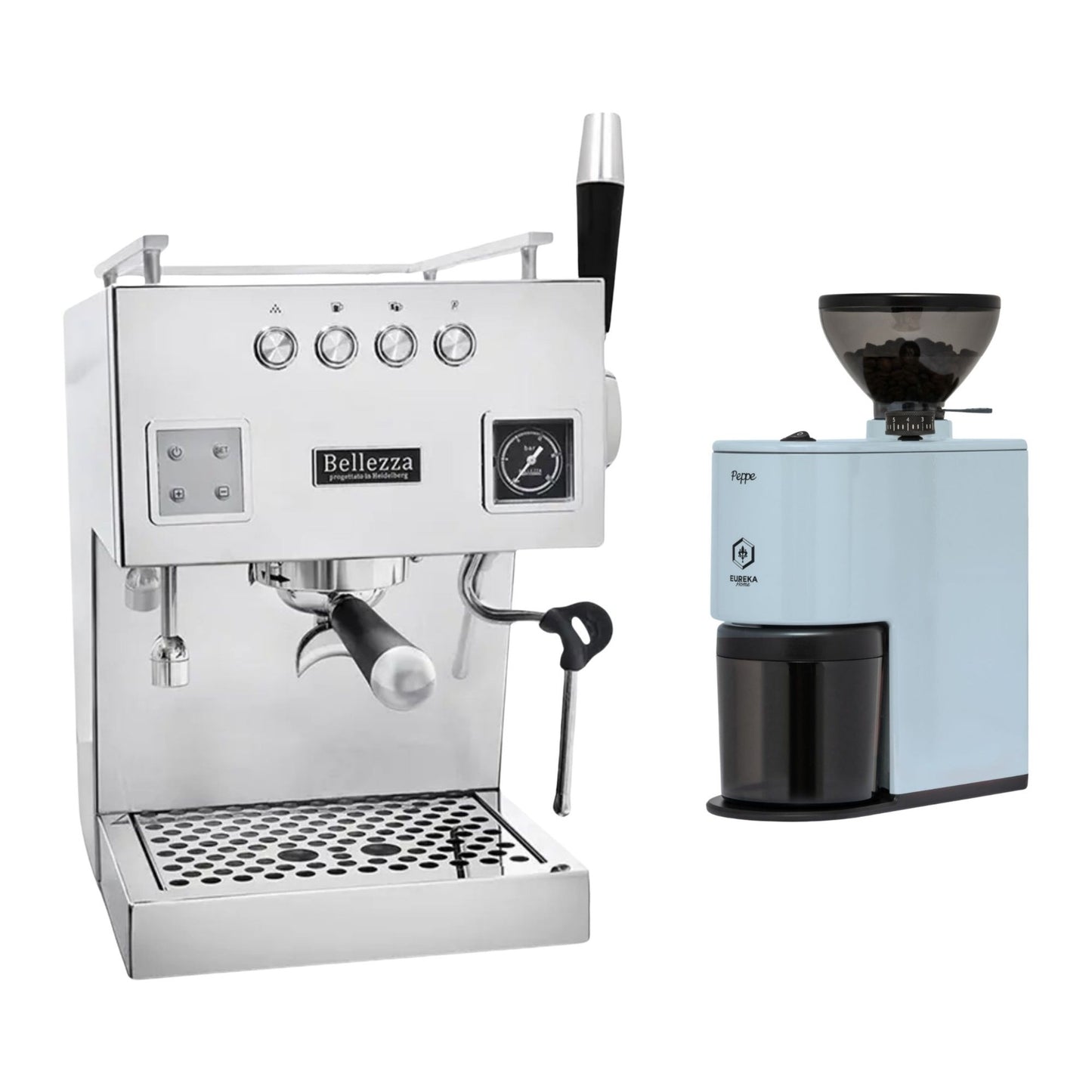 Bellezza Bellona Dual Boiler Espresso Machine & Eureka Peppe Grinder Bundle
