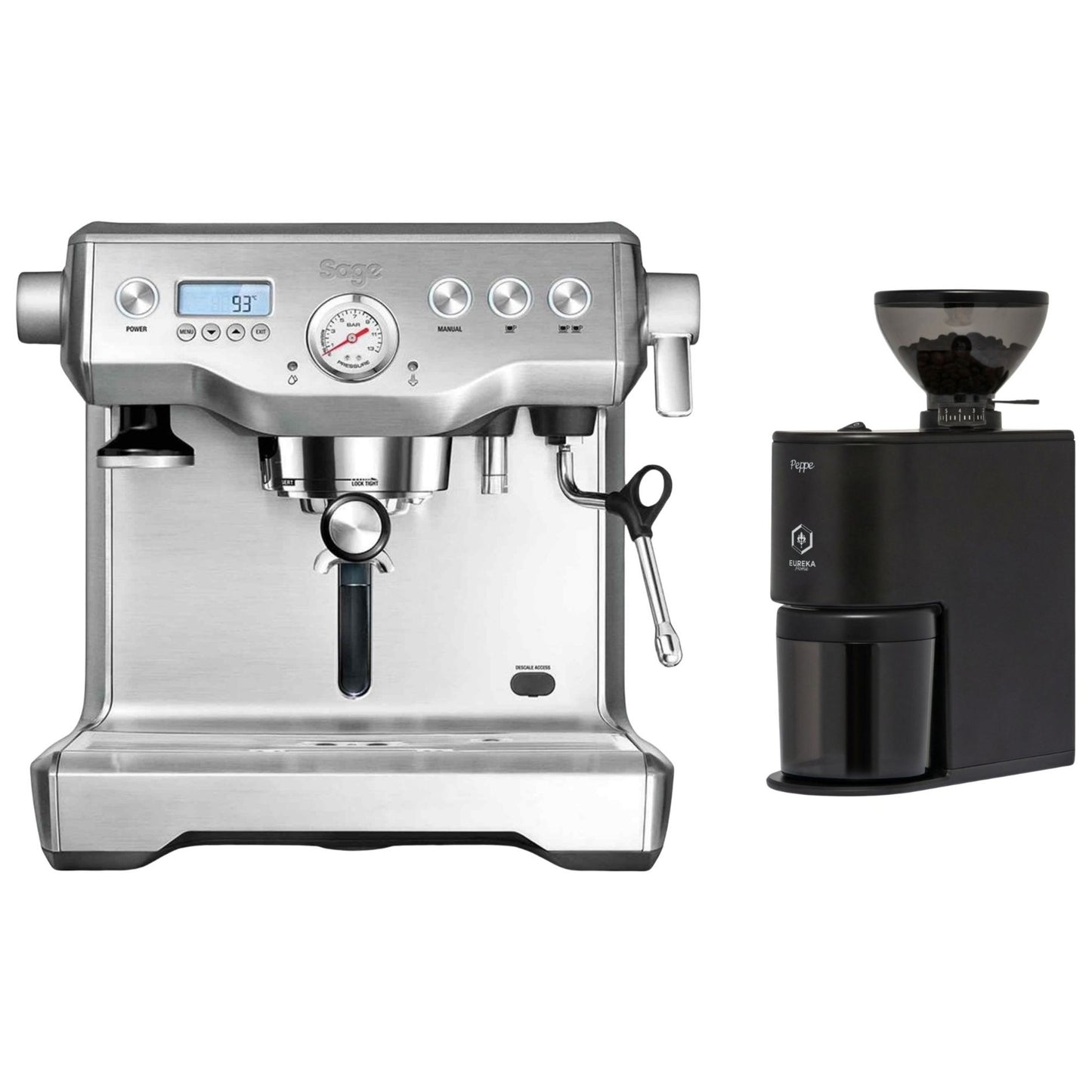 Sage The Dual Boiler Espresso Machine & Eureka Peppe Grinder Bundle